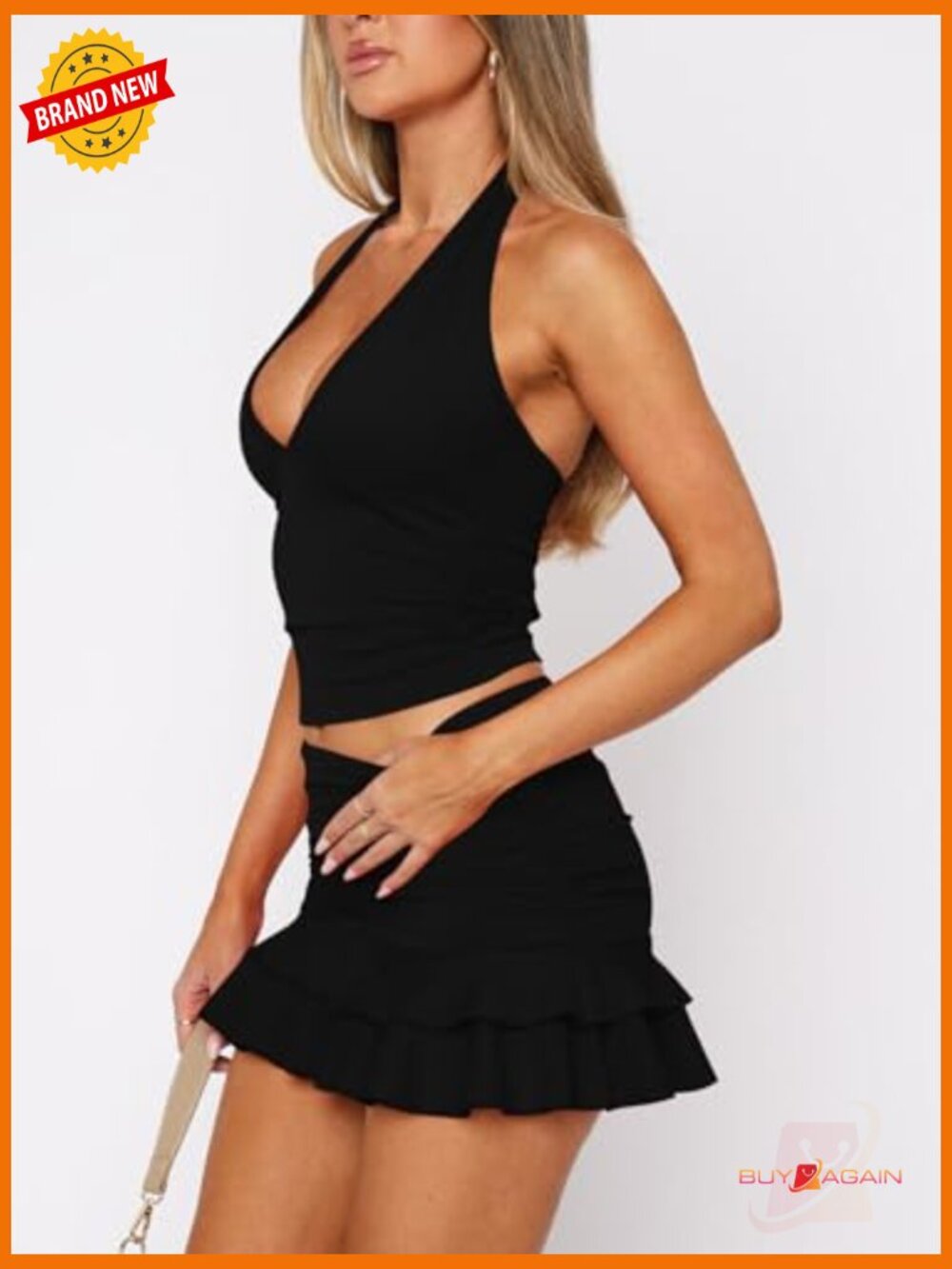 Women 2 Piece Skirt Sets Sleeveless Crop Top and Mini Skirt Summer Outfits - Picture 4 of 5